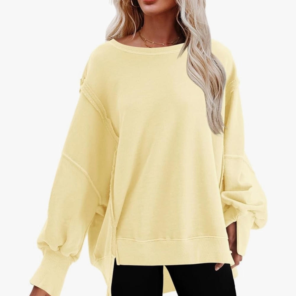 Butter Yellow Oversized Crewneck Sweatshirt